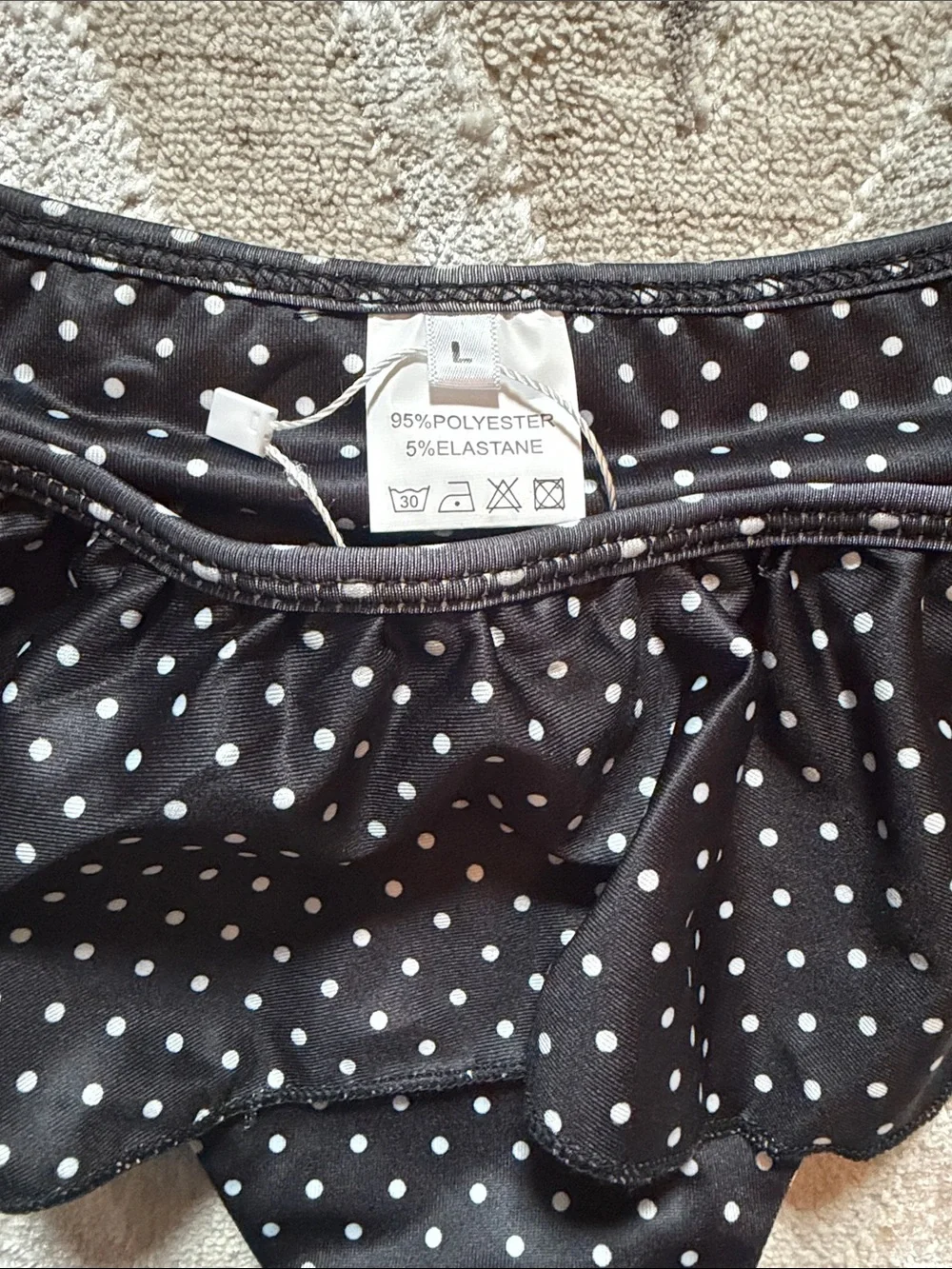 Women’s Black Polka Dot Ruffle Bikini Set
